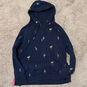 Joules Navy Hoodie with Floral Embroidery